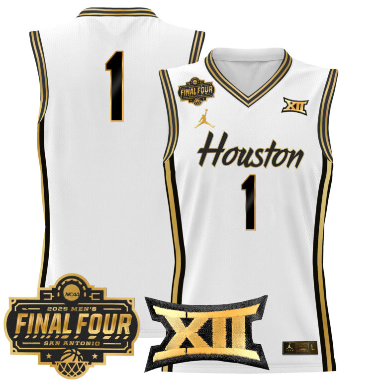 Men Houston Cougars #1 white 2025 Final Four Patch NCAA Jersey style 2